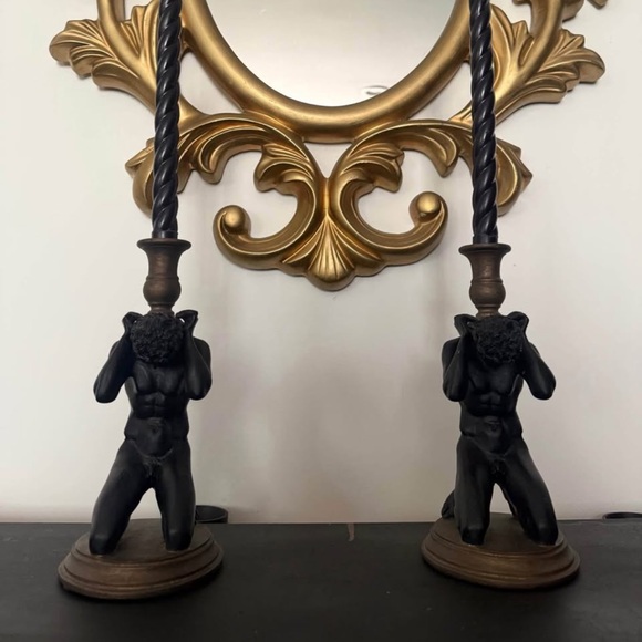 Other - Vintage Toscano male Figure Candle stick holders